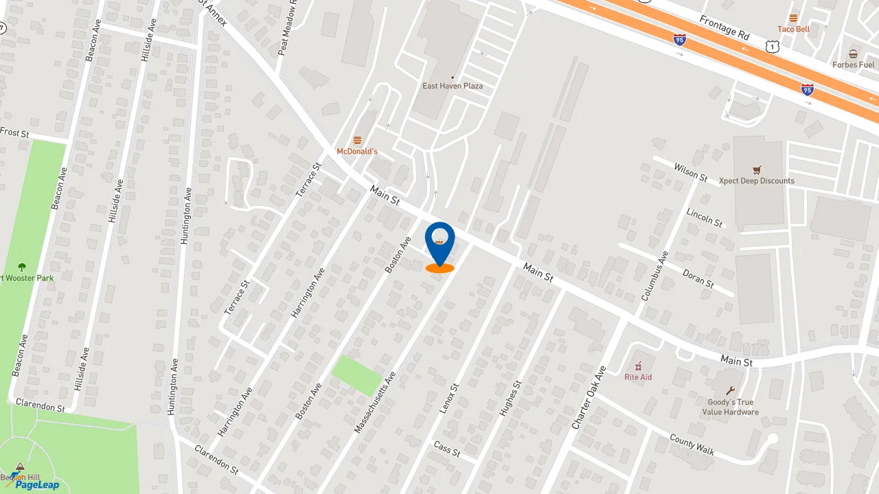 https://pageleap.com map showing location of KFC in East Haven.
