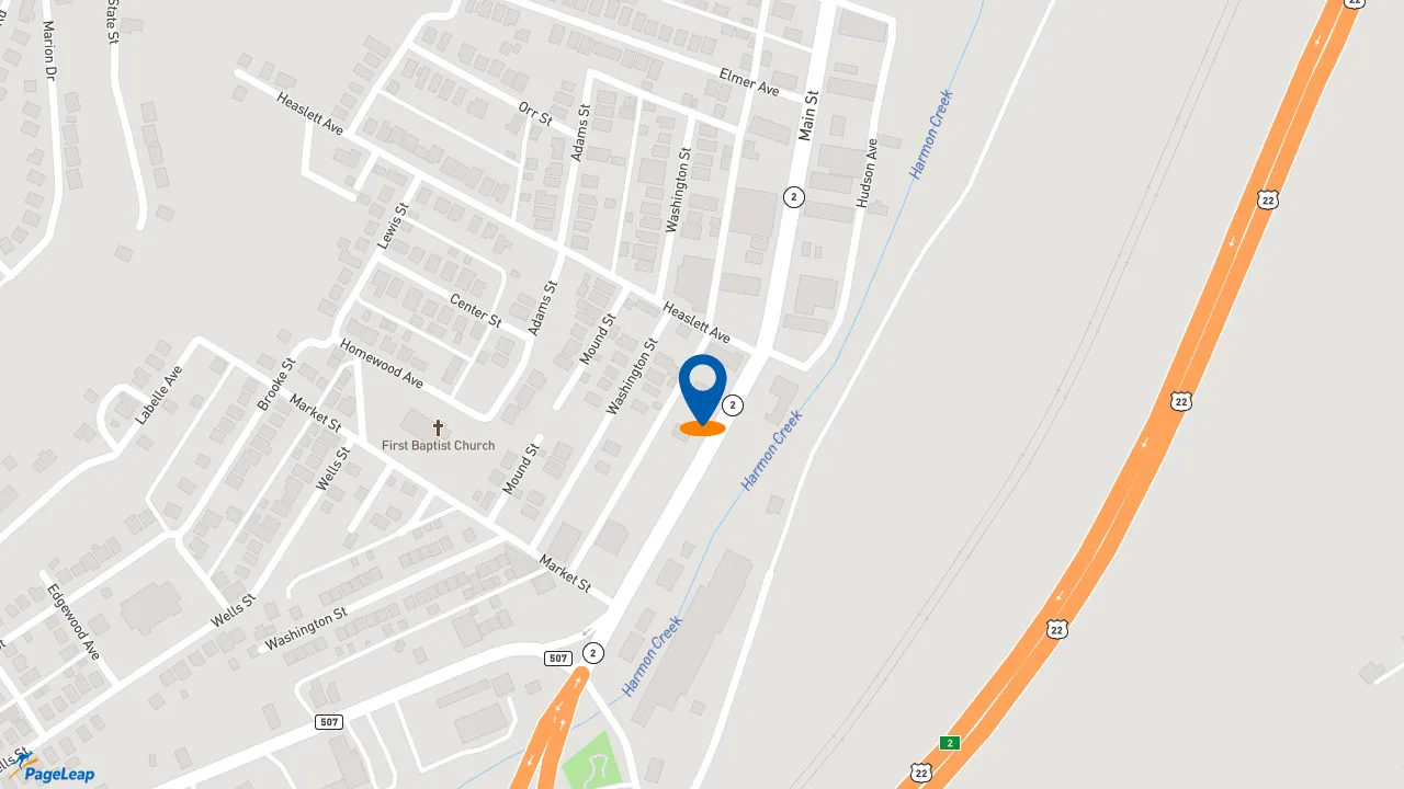 https://pageleap.com map showing location of KFC in Weirton.