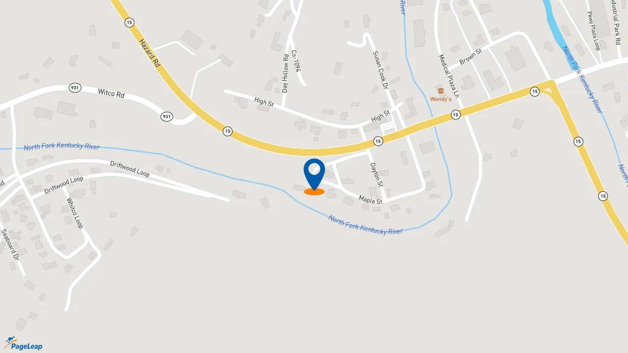 https://pageleap.com map showing location of KFC in Whitesburg.