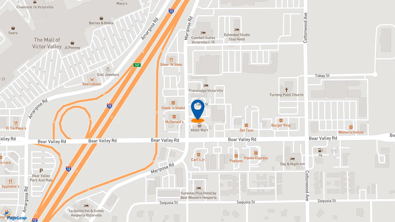 https://pageleap.com map showing location of KFC in Victorville.