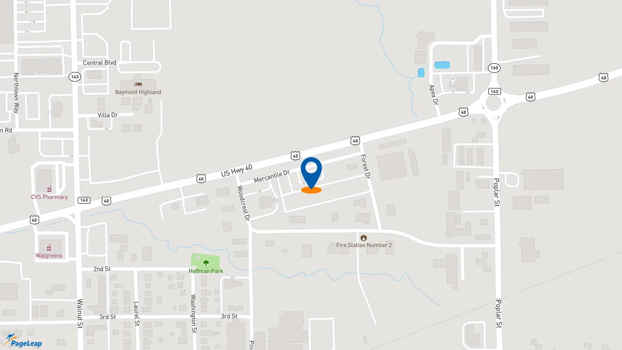 https://pageleap.com map showing location of KFC in Highland.