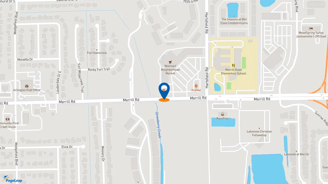 https://pageleap.com map showing location of KFC in Jacksonville.