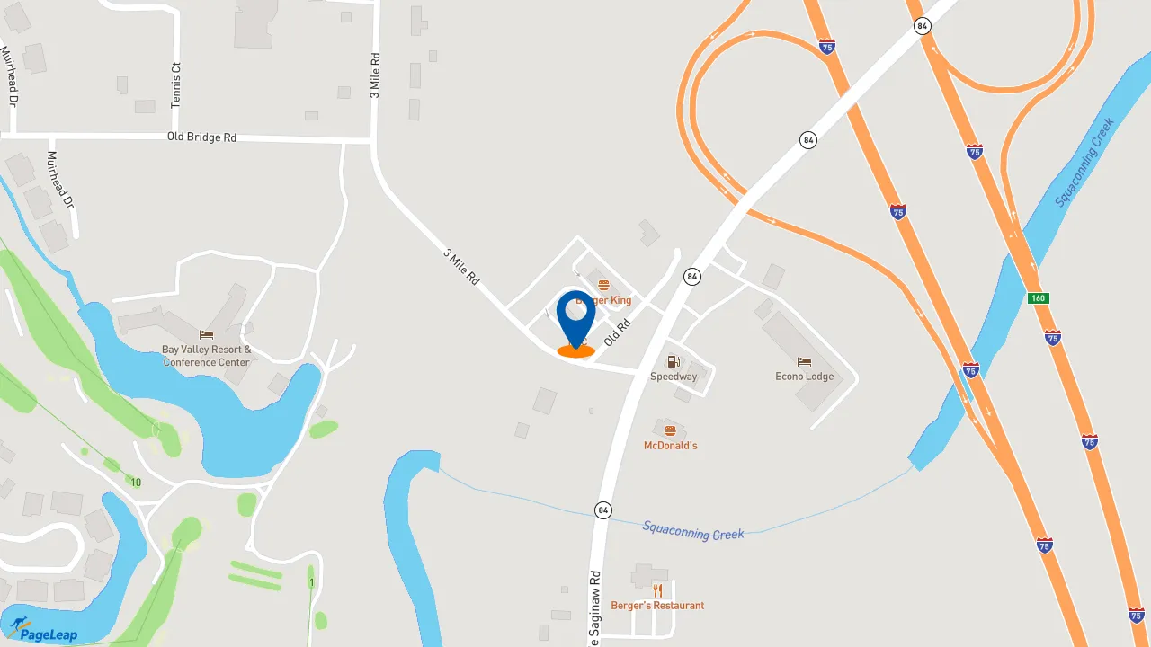 https://pageleap.com map showing location of KFC in Bay City.