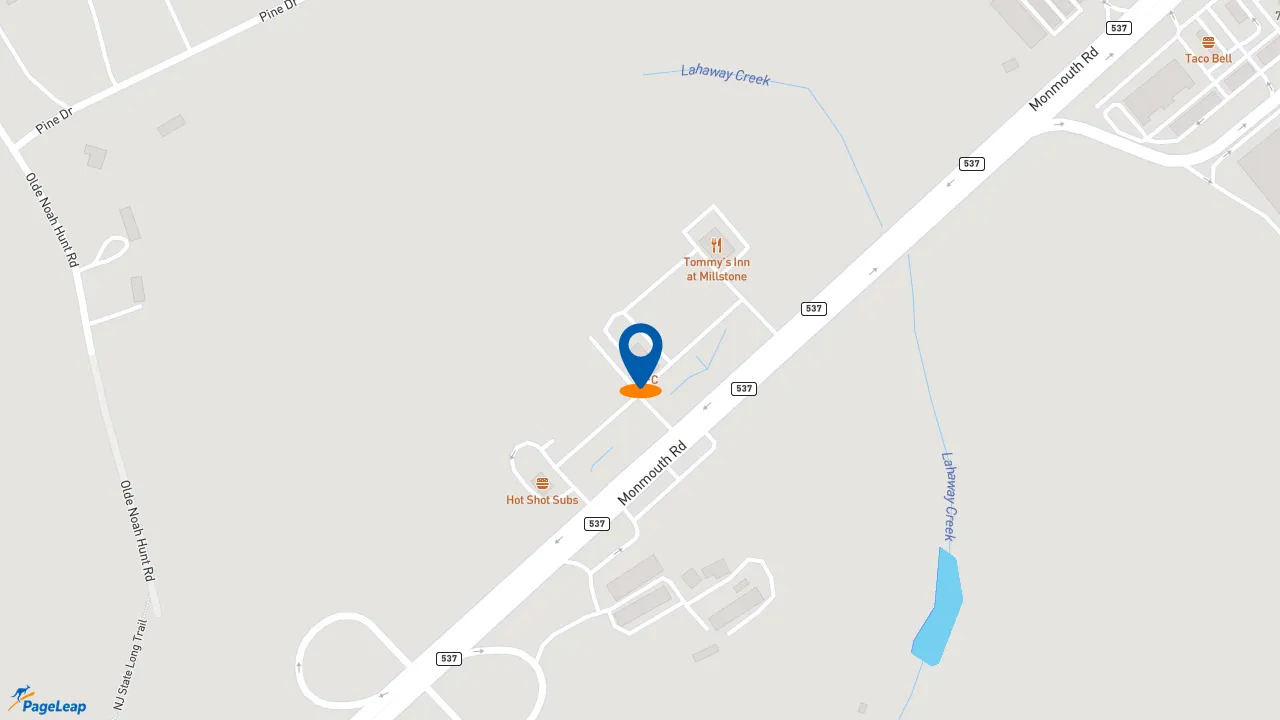 https://pageleap.com map showing location of KFC in Cream Ridge.