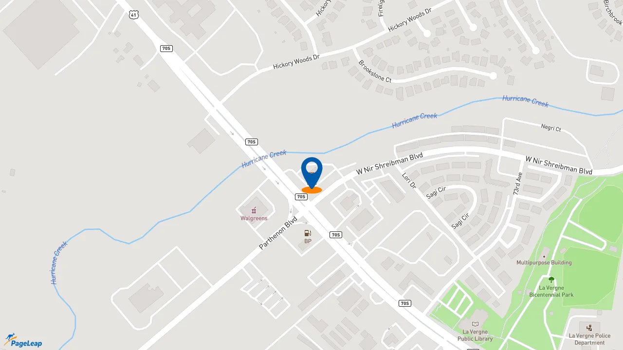 https://pageleap.com map showing location of KFC in La Vergne.