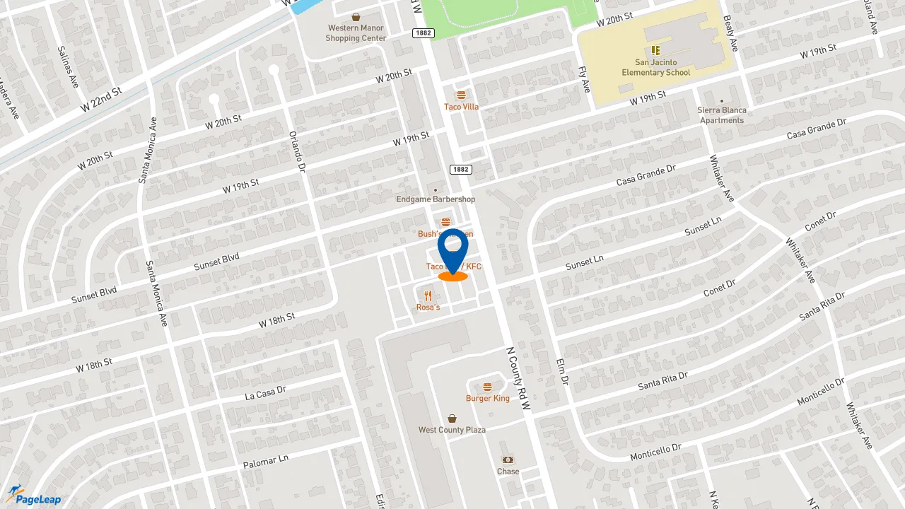 https://pageleap.com map showing location of KFC in Odessa.