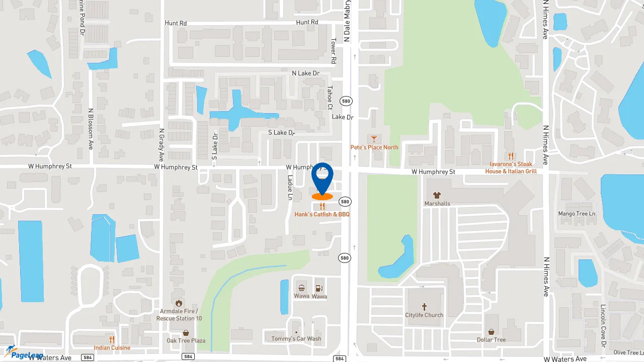 https://pageleap.com map showing location of KFC in Tampa.