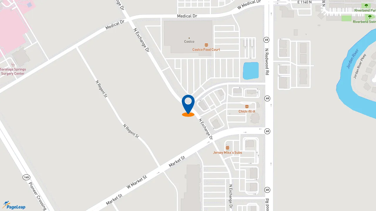 https://pageleap.com map showing location of KFC in Saratoga Springs.