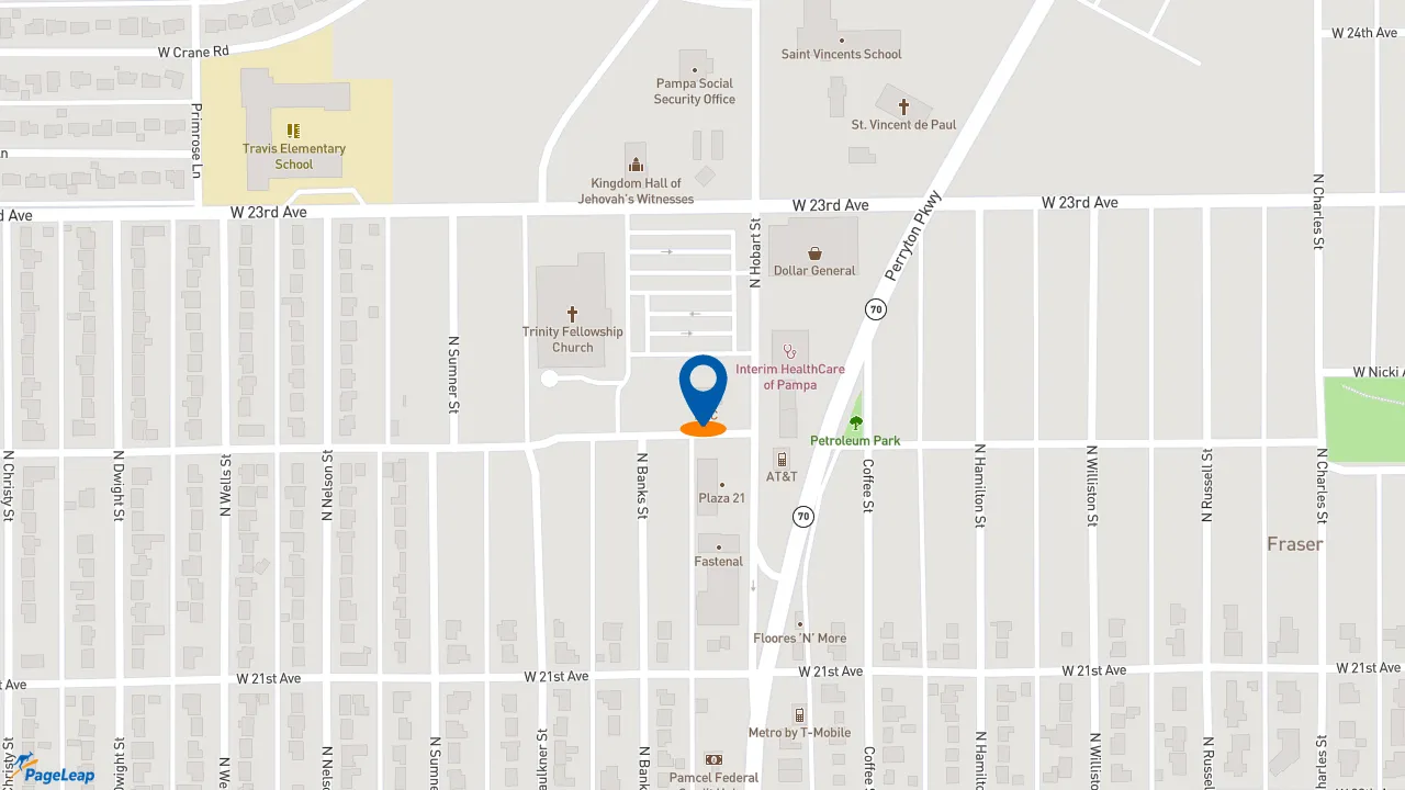 https://pageleap.com map showing location of KFC in Pampa.