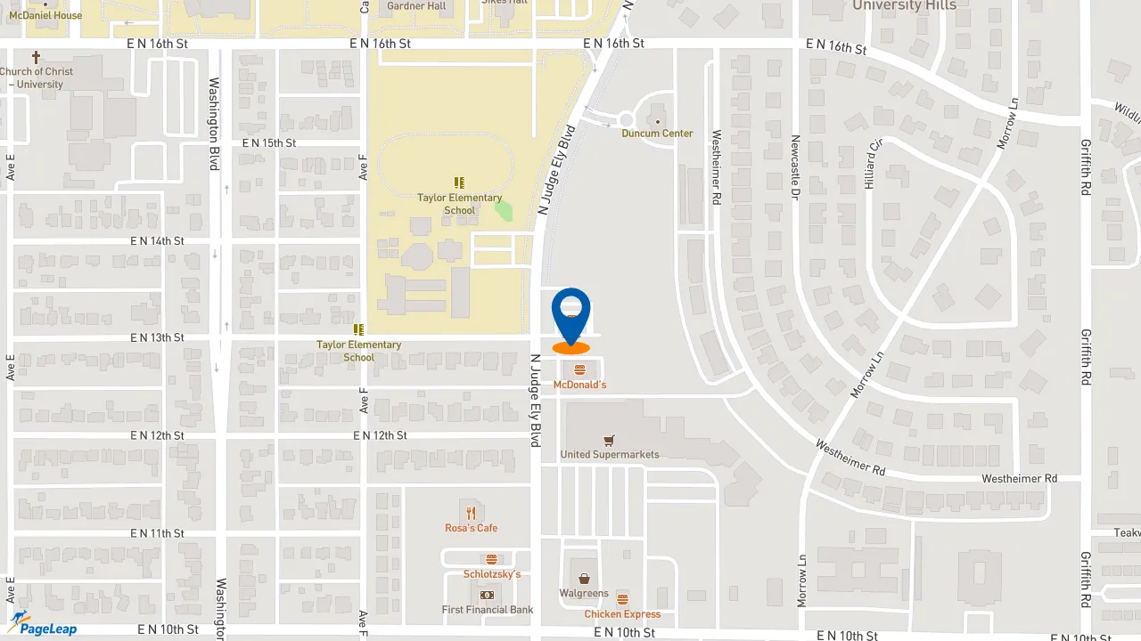 https://pageleap.com map showing location of KFC in Abilene.