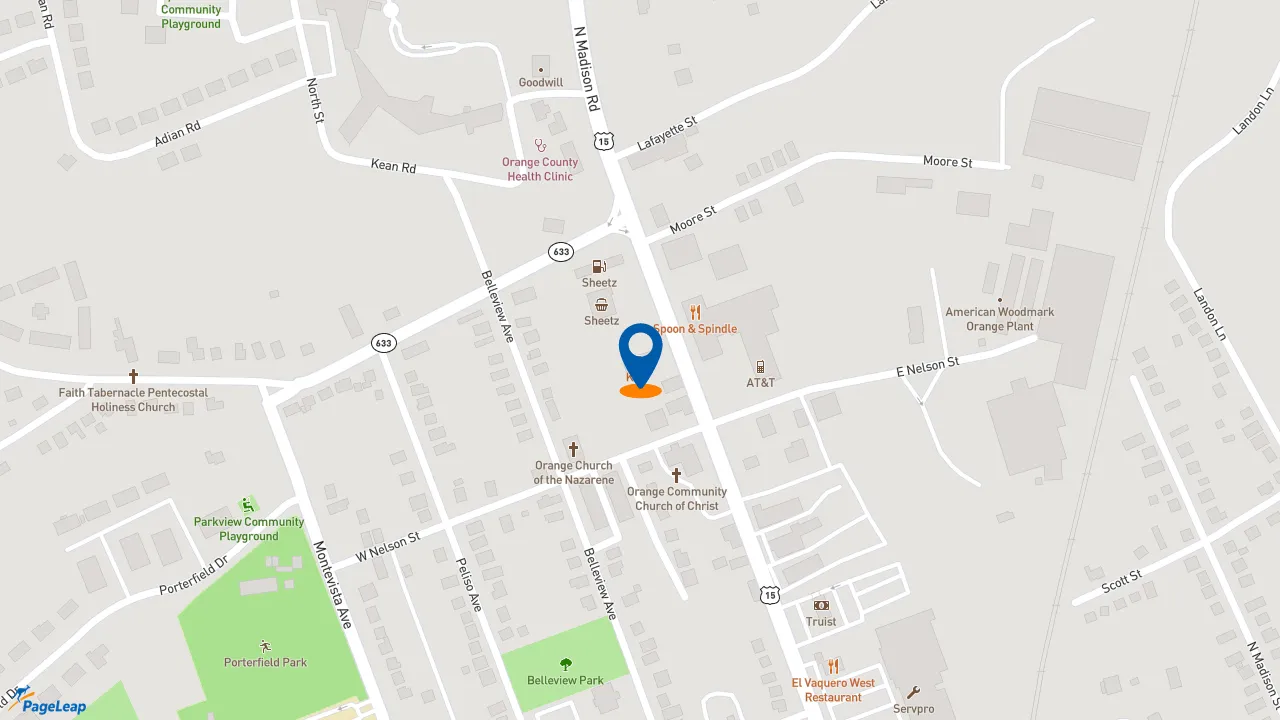 https://pageleap.com map showing location of KFC in Orange.