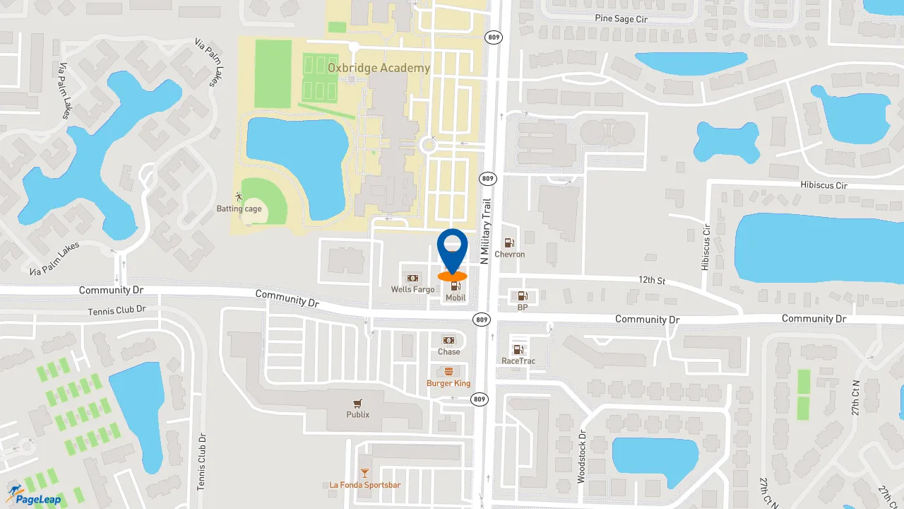 https://pageleap.com map showing location of KFC in West Palm Beach.