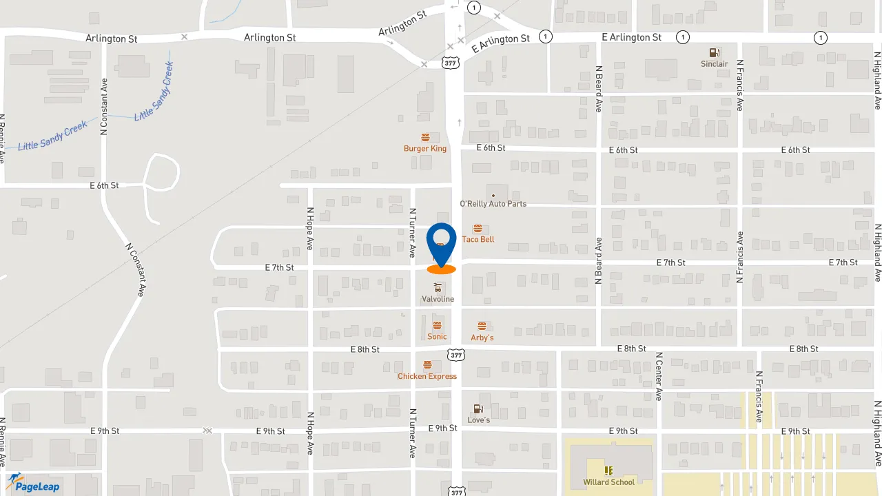 https://pageleap.com map showing location of KFC in Ada.