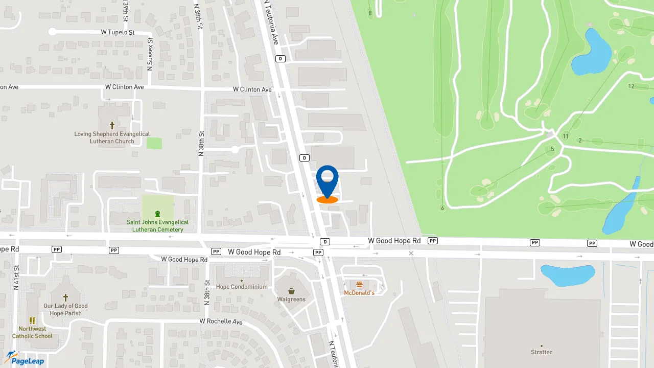 https://pageleap.com map showing location of KFC in Milwaukee.