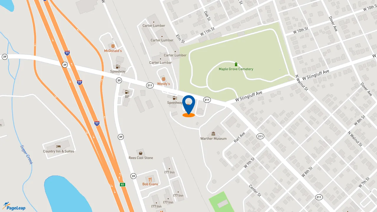 https://pageleap.com map showing location of KFC in Dover.