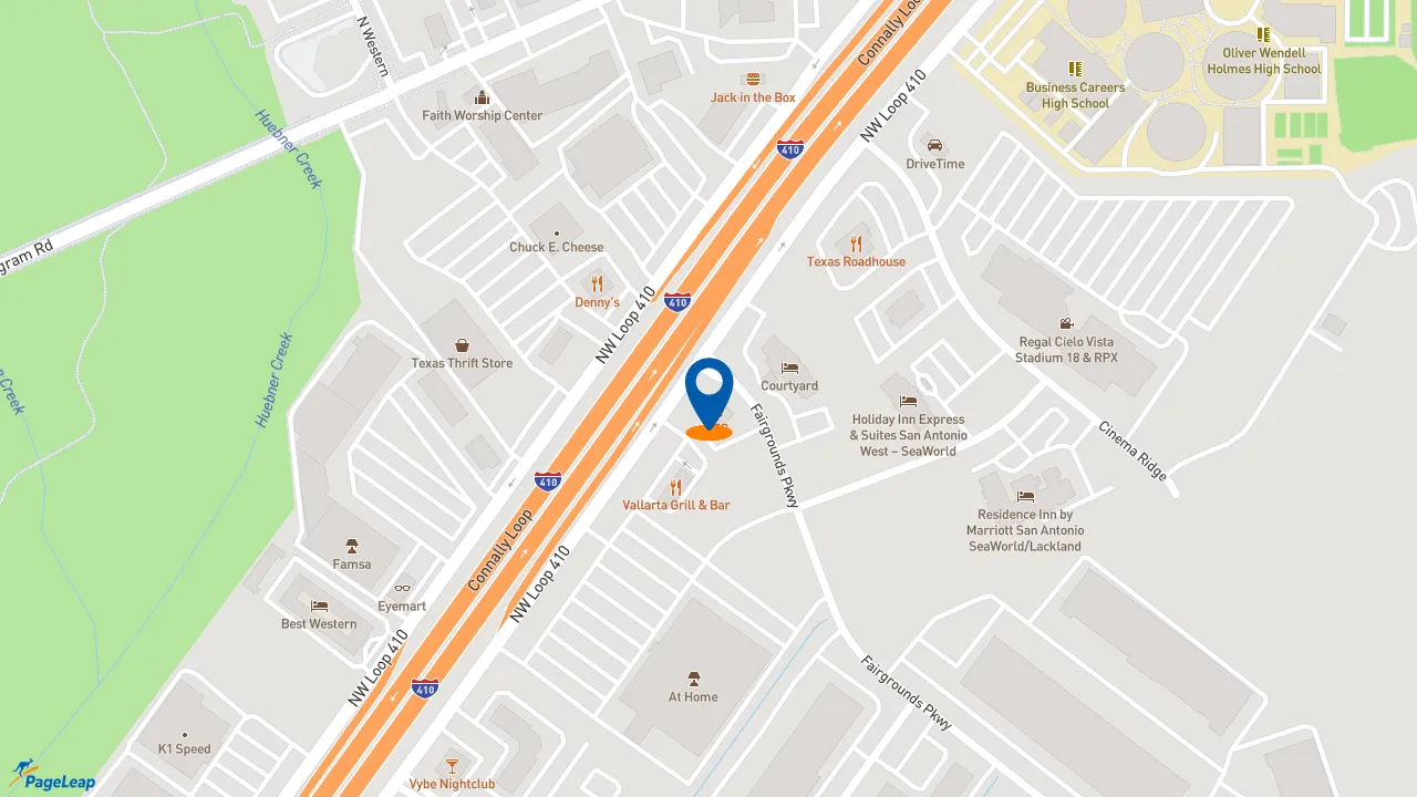 https://pageleap.com map showing location of KFC in San Antonio.