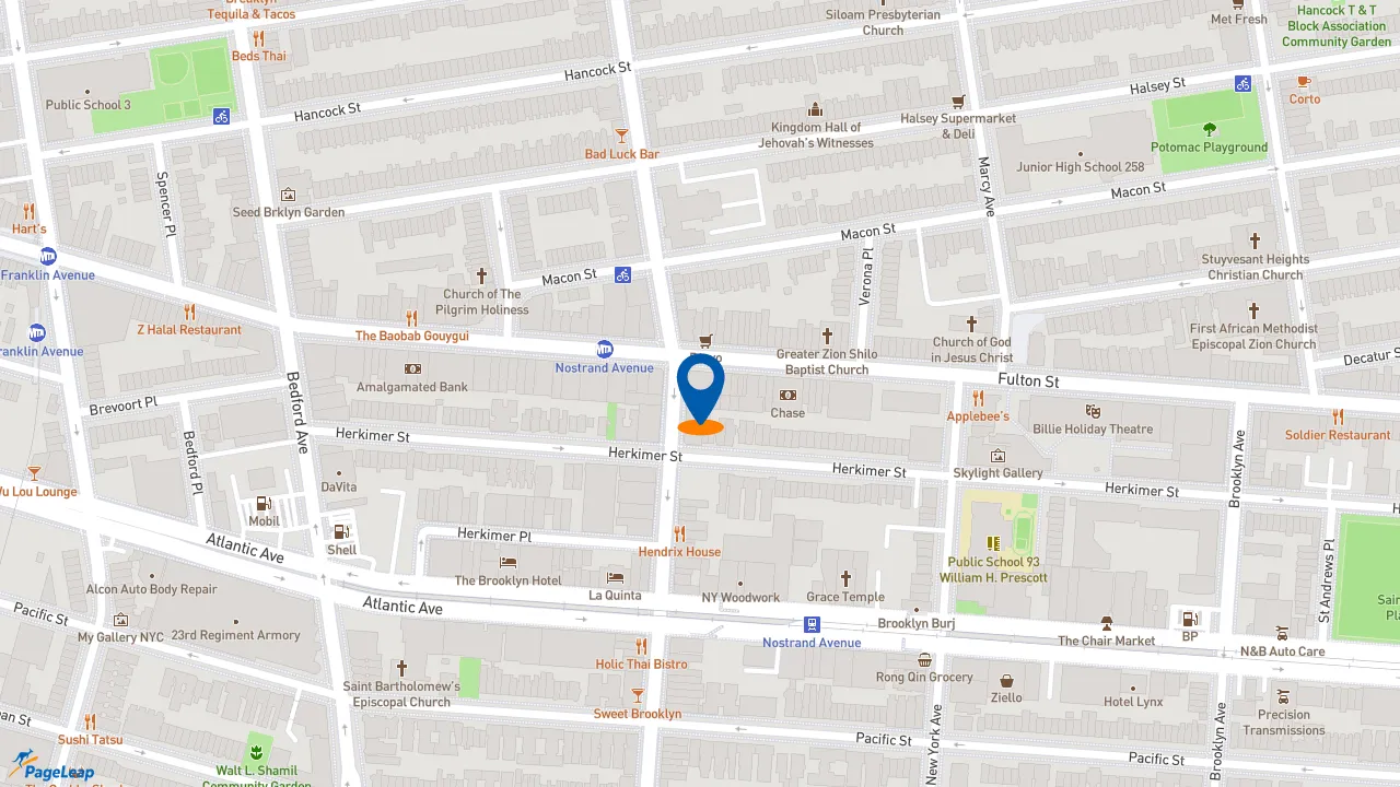 https://pageleap.com map showing location of KFC in Brooklyn.
