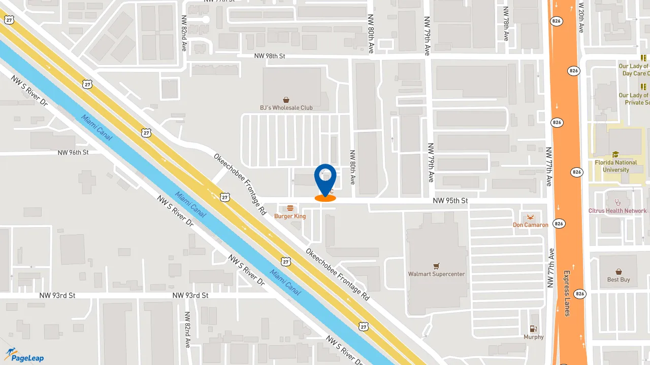 https://pageleap.com map showing location of KFC in Hialeah Gardens.
