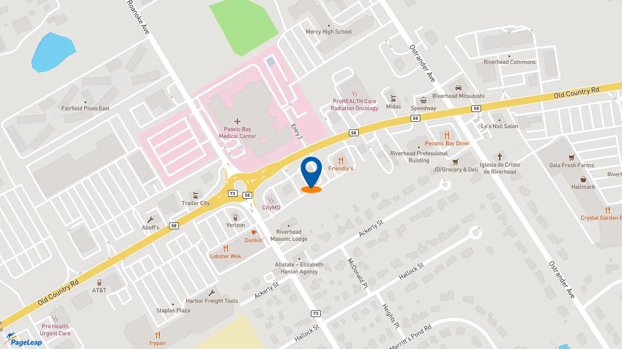 https://pageleap.com map showing location of KFC in Riverhead.