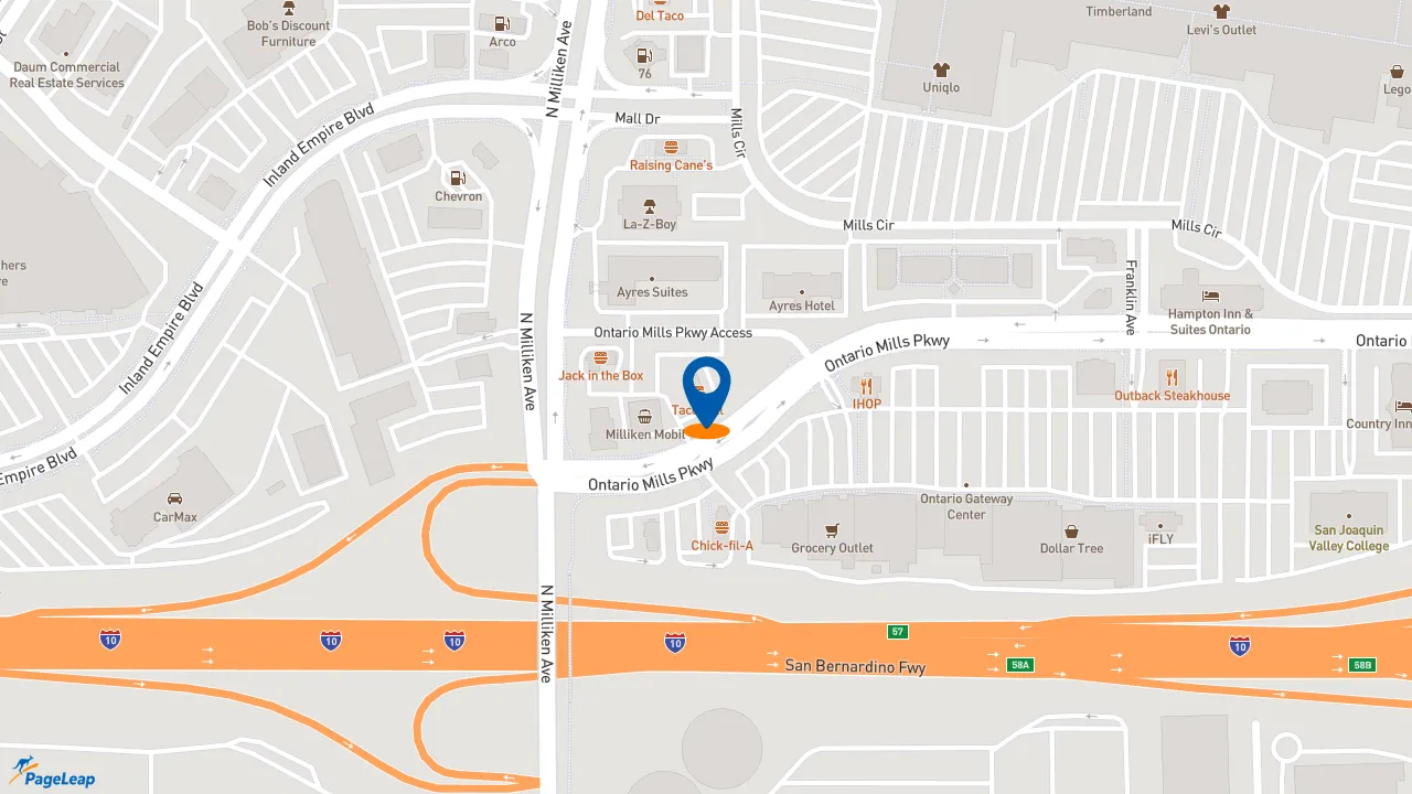 https://pageleap.com map showing location of KFC in Ontario.