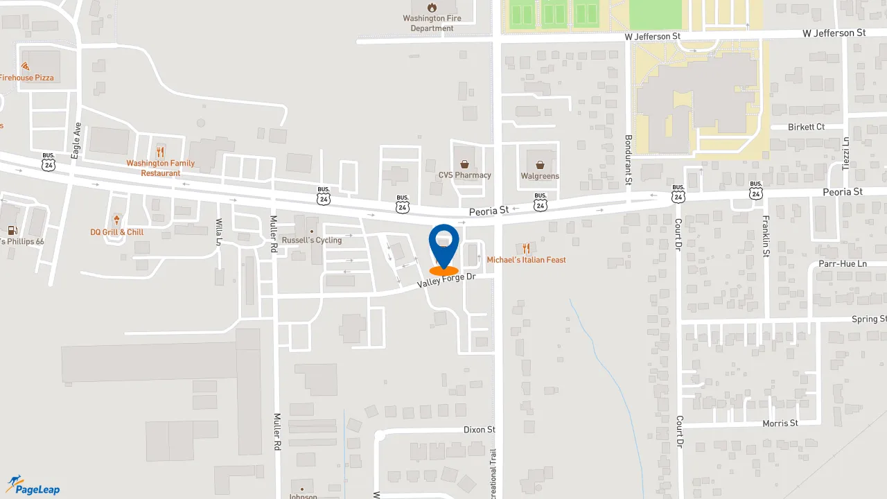 https://pageleap.com map showing location of KFC in Washington.