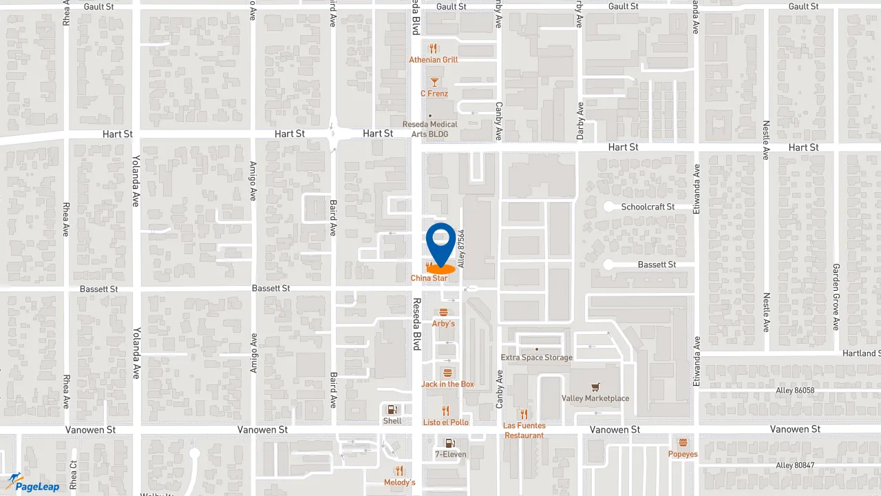 https://pageleap.com map showing location of KFC in Los Angeles.