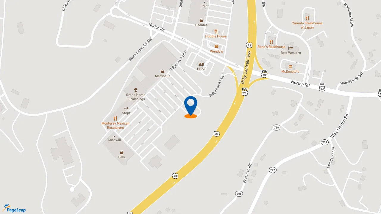 https://pageleap.com map showing location of KFC in Wise.