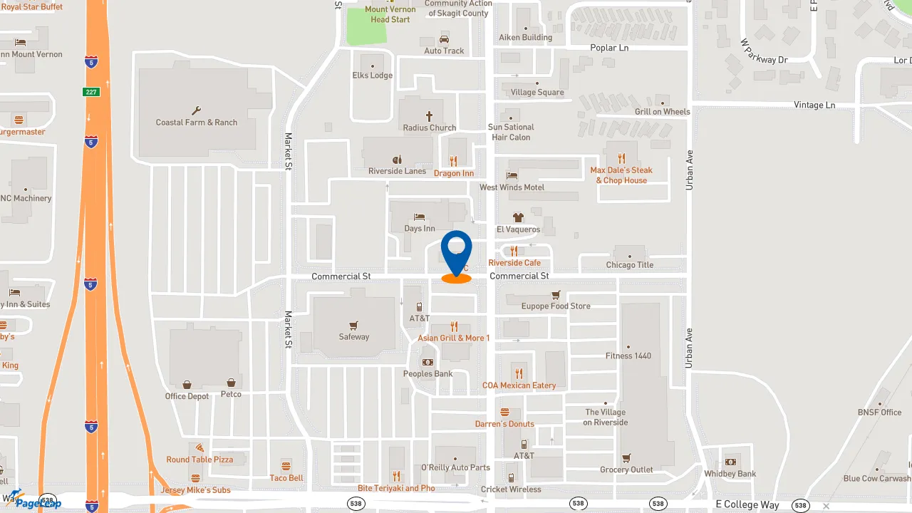 https://pageleap.com map showing location of KFC in Mount Vernon.
