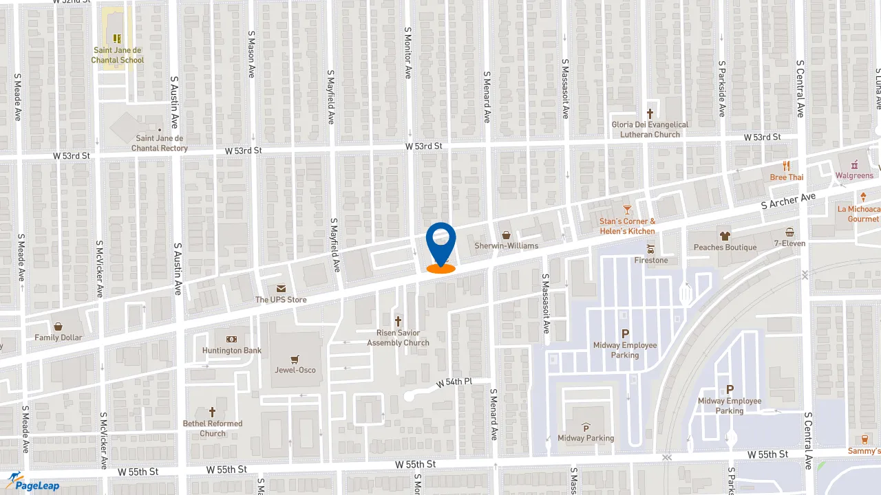 https://pageleap.com map showing location of KFC in Chicago.