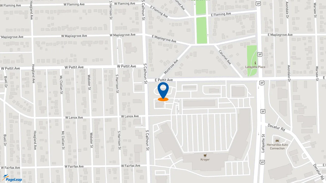 https://pageleap.com map showing location of KFC in Fort Wayne.