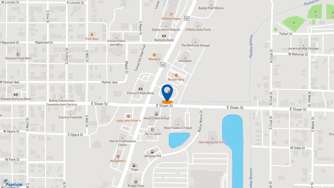 https://pageleap.com map showing location of KFC in Harrisburg.