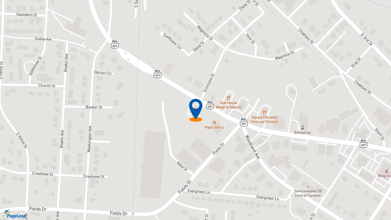 https://pageleap.com map showing location of KFC in Sanford.