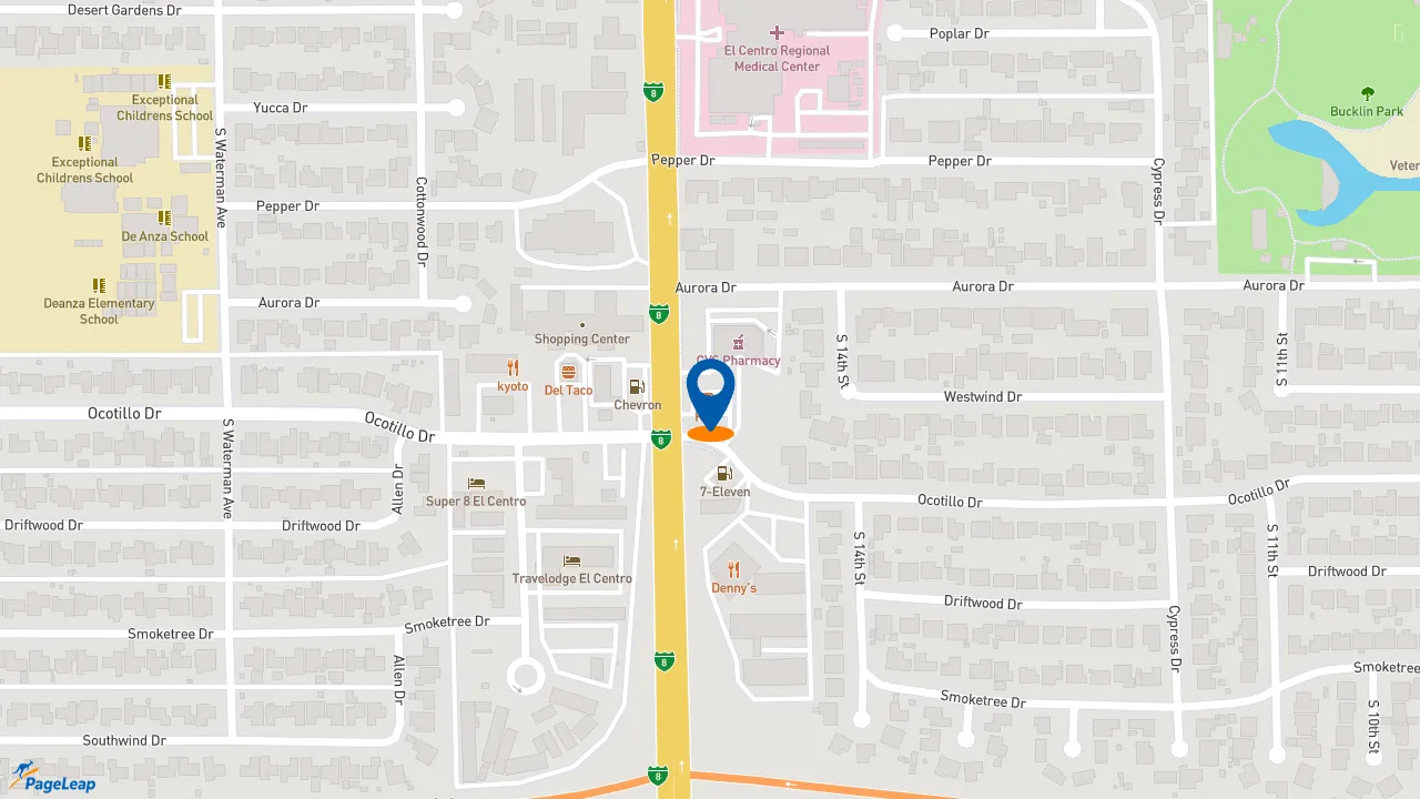 https://pageleap.com map showing location of KFC in El Centro.