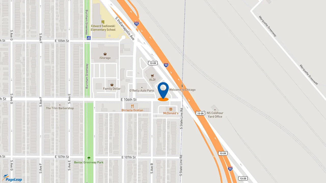 https://pageleap.com map showing location of KFC in Chicago.