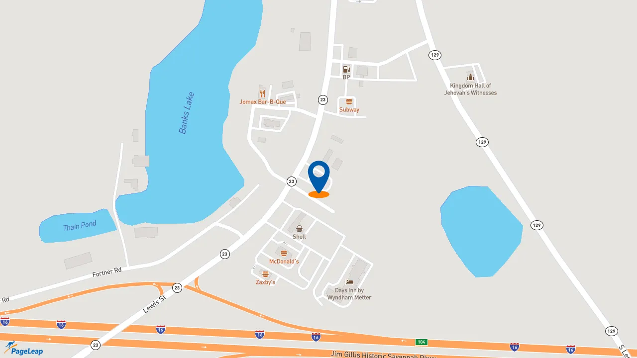 https://pageleap.com map showing location of KFC in Metter.