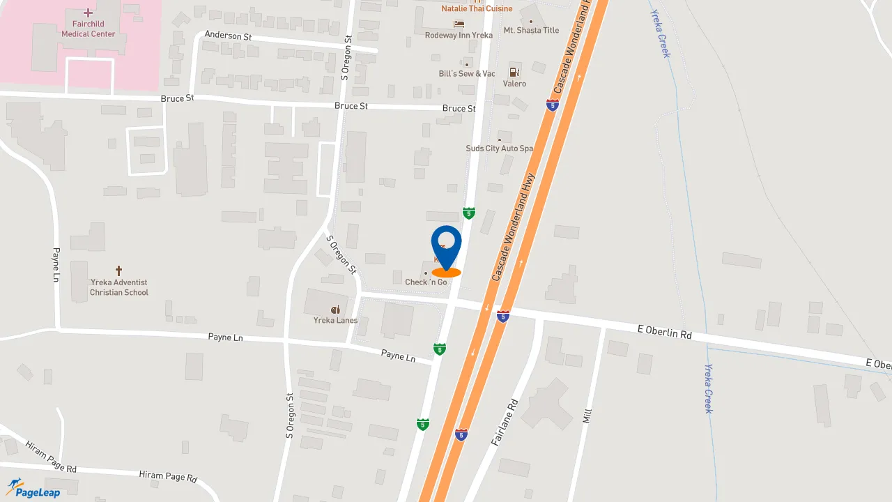 https://pageleap.com map showing location of KFC in Yreka.
