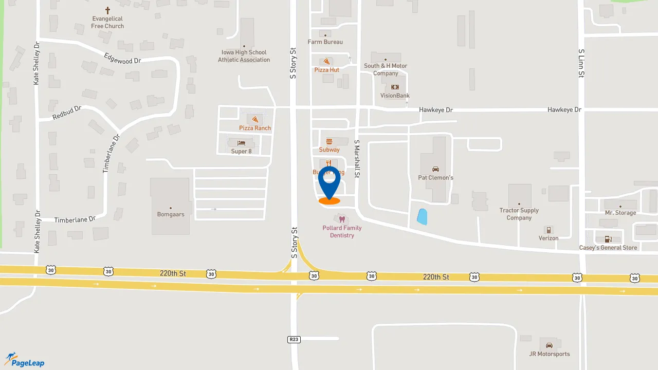 https://pageleap.com map showing location of KFC in Boone.