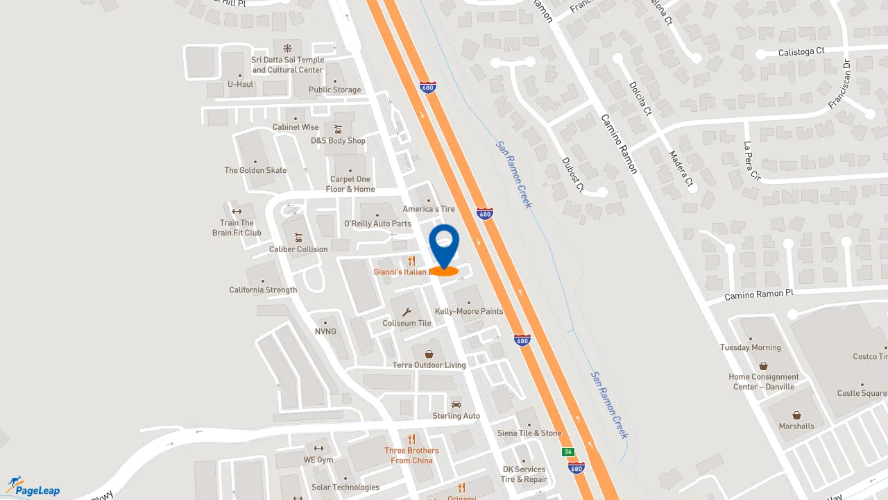 https://pageleap.com map showing location of KFC in San Ramon.