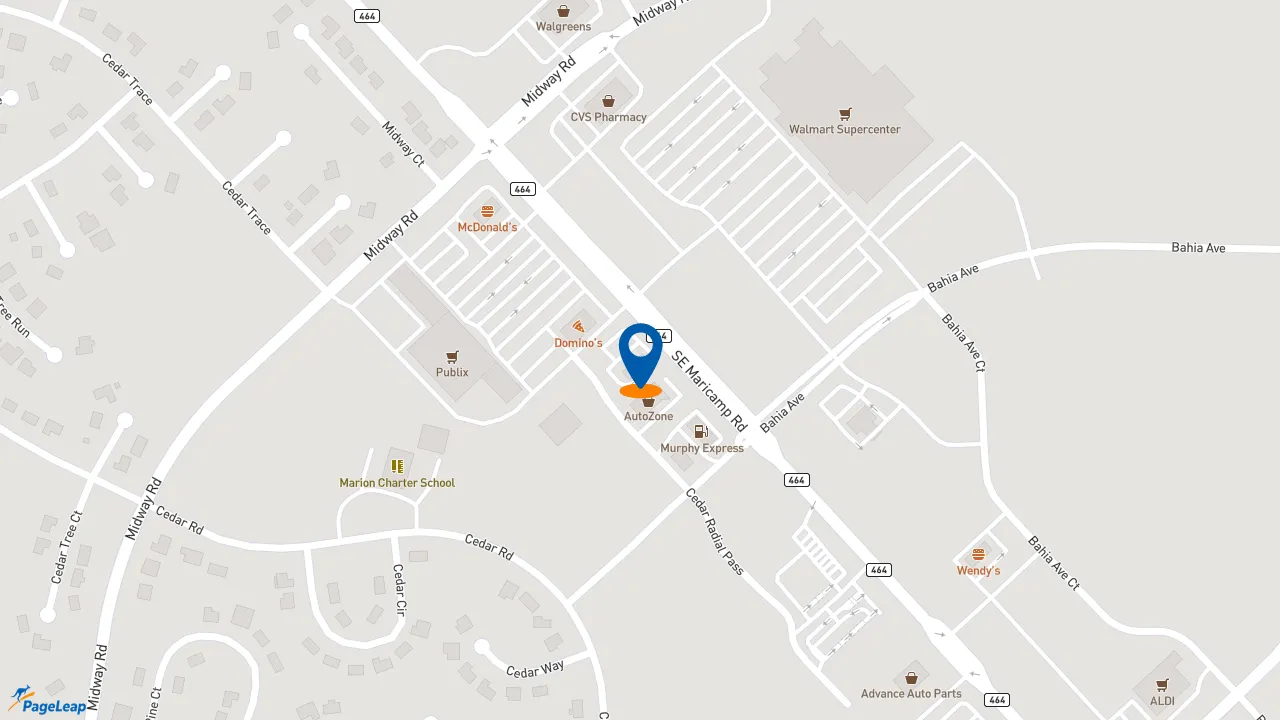 https://pageleap.com map showing location of KFC in Ocala.