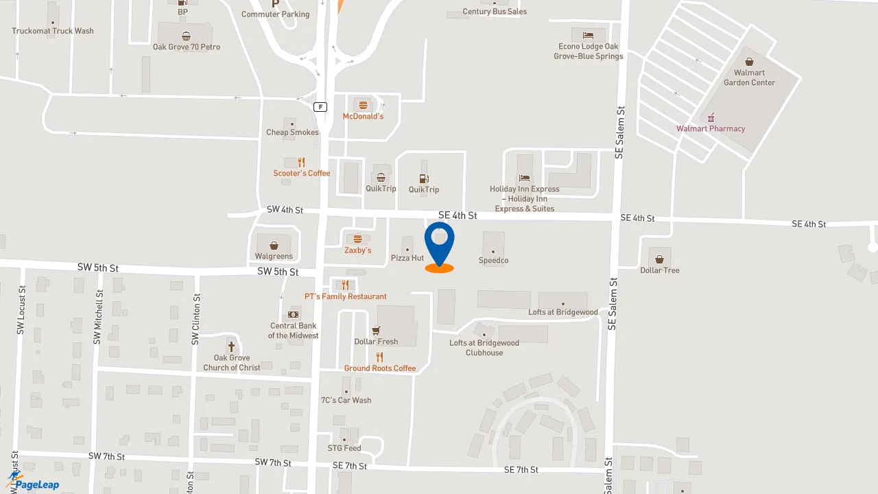 https://pageleap.com map showing location of KFC in Oak Grove.