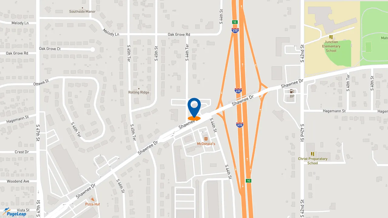 https://pageleap.com map showing location of KFC in Kansas City.