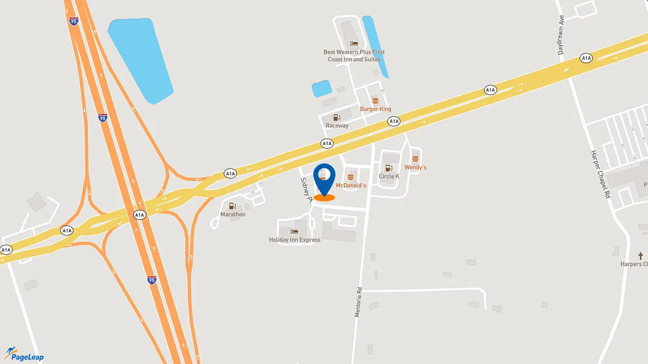 https://pageleap.com map showing location of KFC in Yulee.