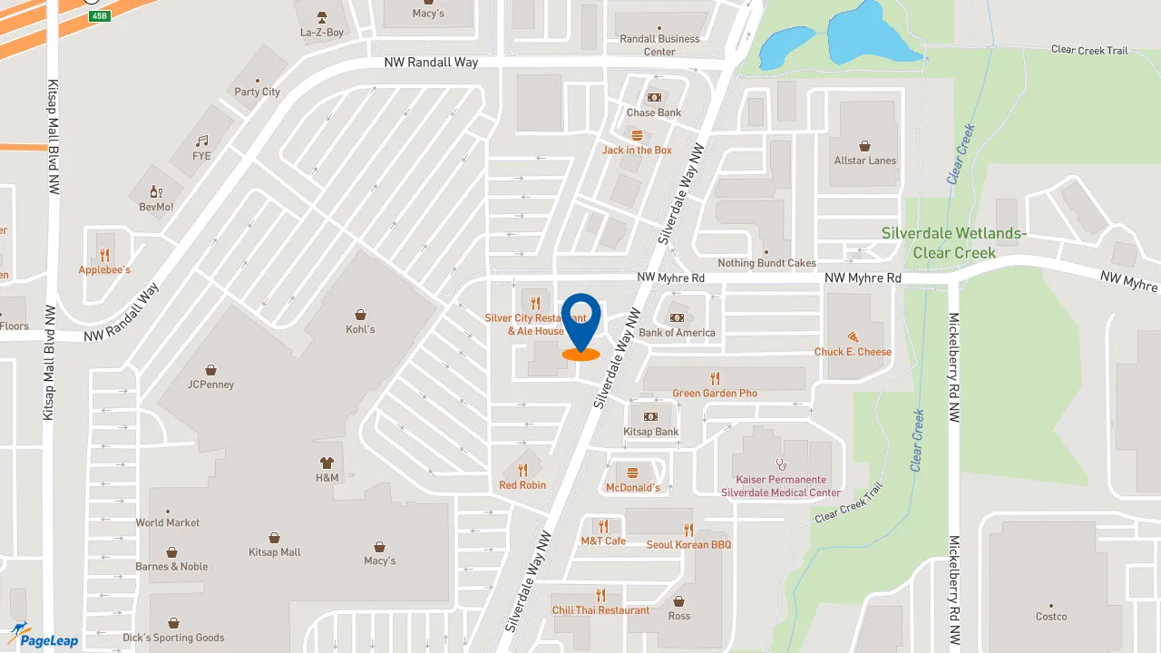 https://pageleap.com map showing location of KFC in Silverdale.