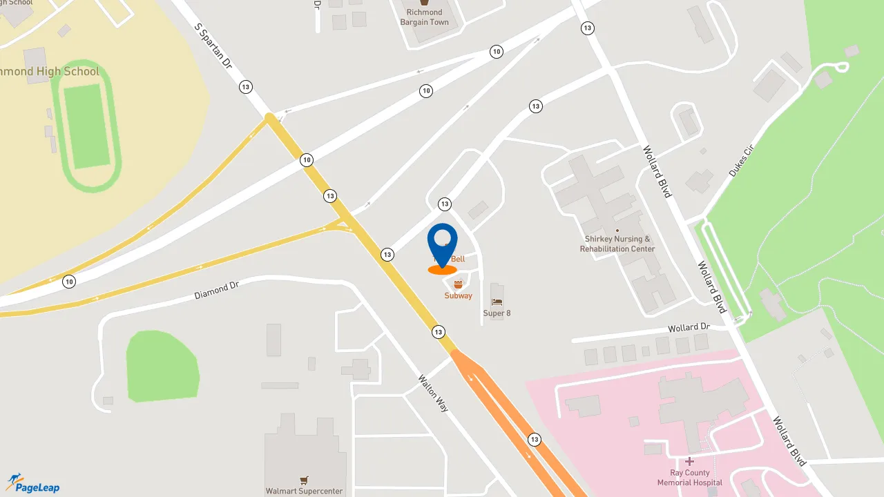 https://pageleap.com map showing location of KFC in Richmond.