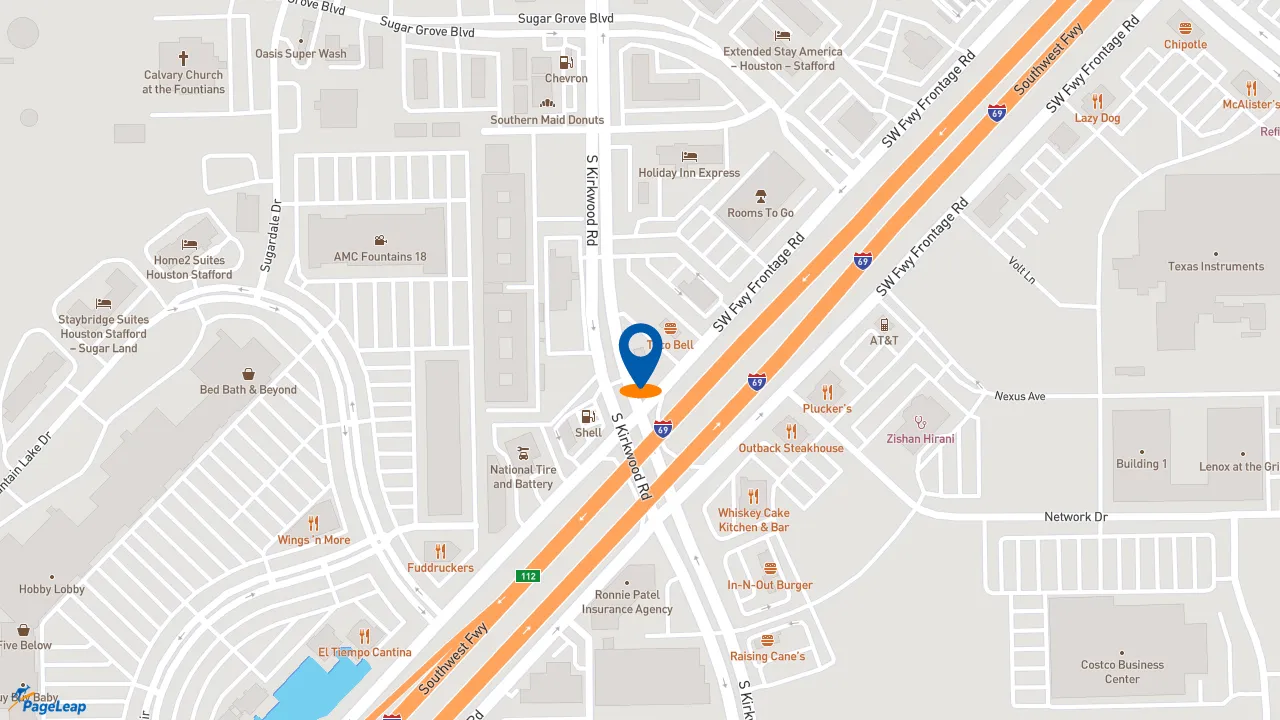 https://pageleap.com map showing location of KFC in Stafford.