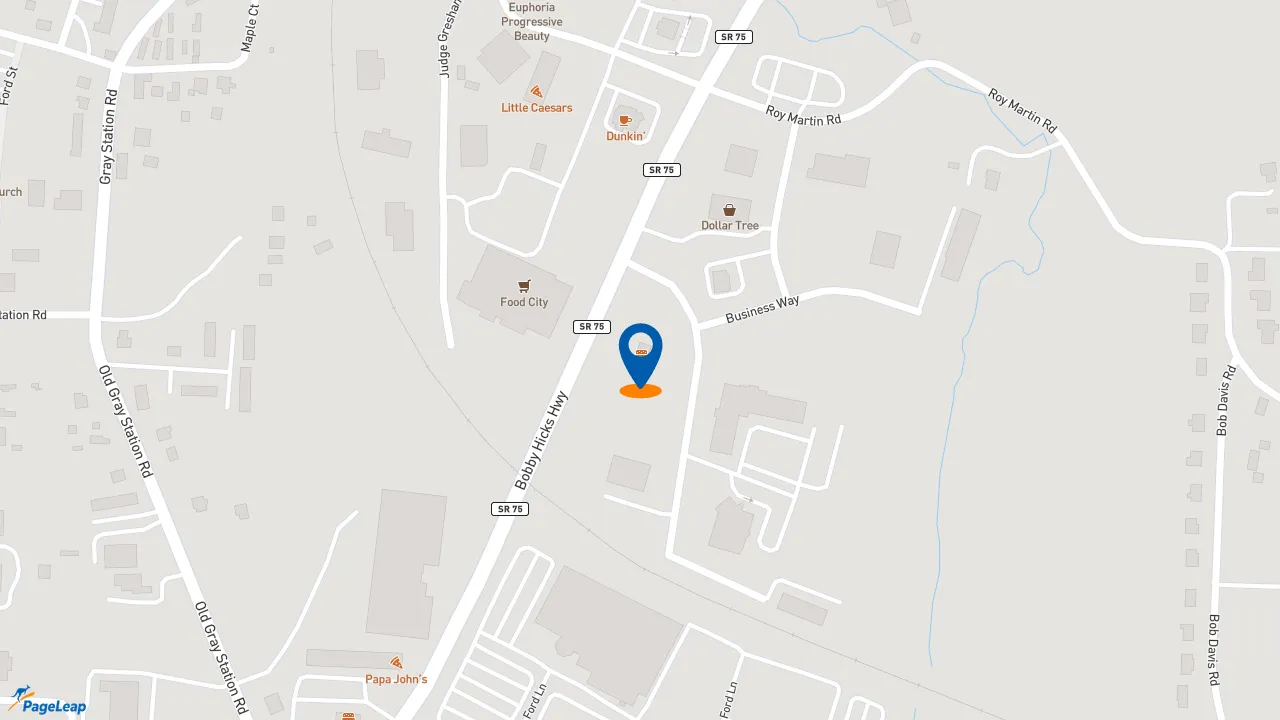 https://pageleap.com map showing location of KFC in Gray.