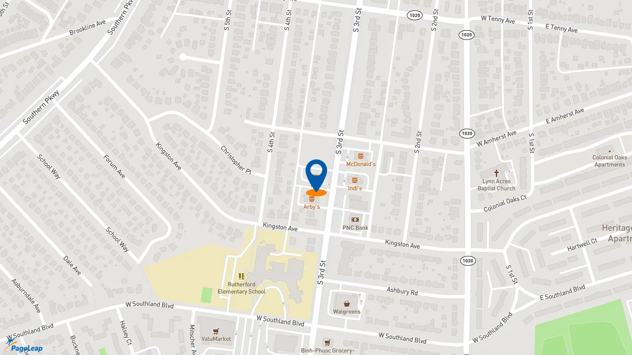 https://pageleap.com map showing location of KFC in Louisville.