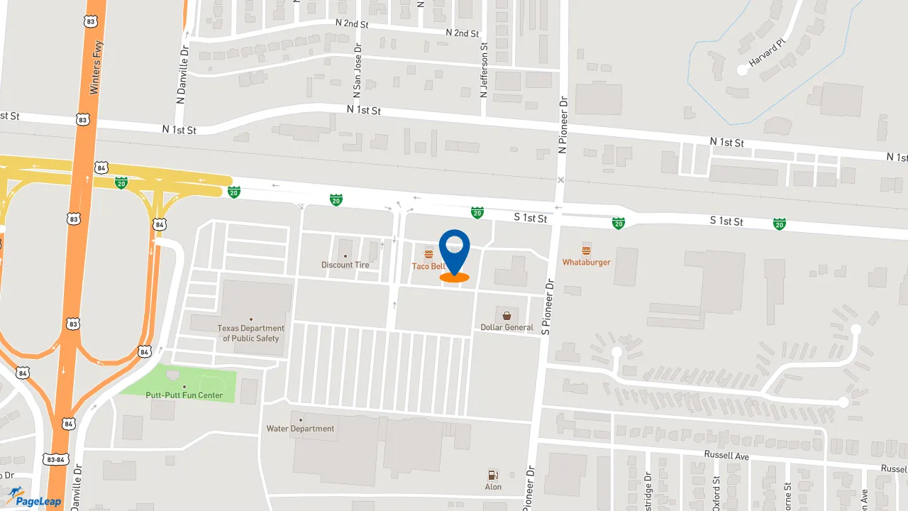 https://pageleap.com map showing location of KFC in Abilene.