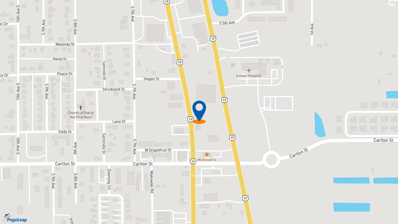 https://pageleap.com map showing location of KFC in Wauchula.