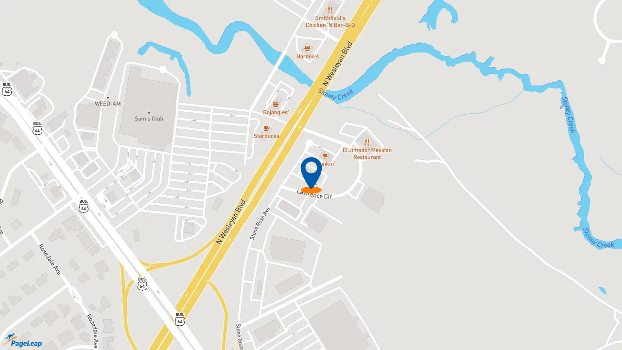 https://pageleap.com map showing location of KFC in Rocky Mount.